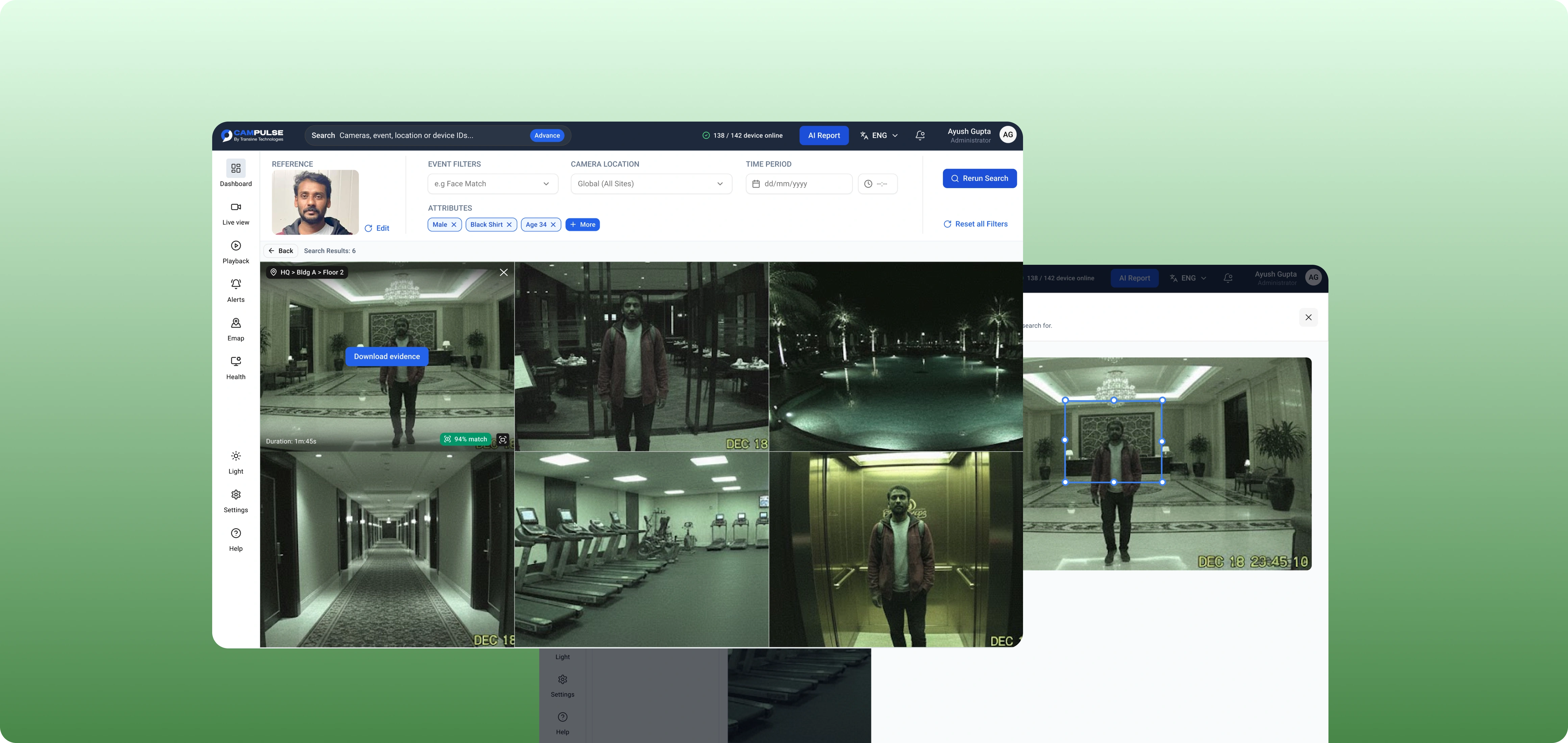 Cross-camera deep search in CamPulse